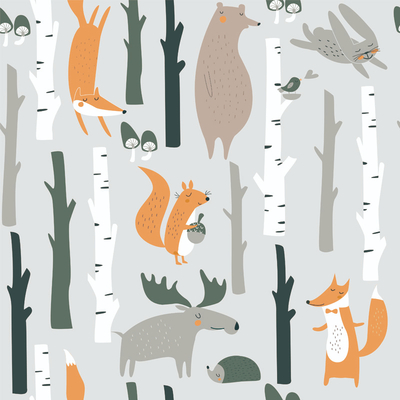 Seamless Cartoon Animal Pattern Wallpaper