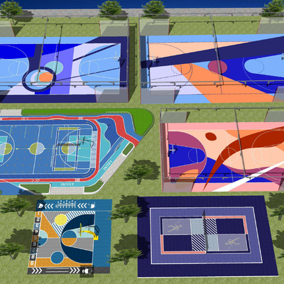 Modern outdoor basketball court