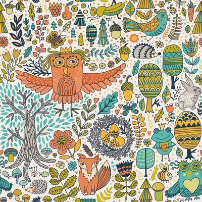 Seamless Cartoon Animal Pattern Wallpaper