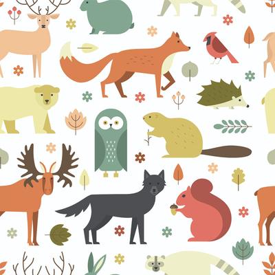 Seamless Cartoon Animal Pattern Wallpaper