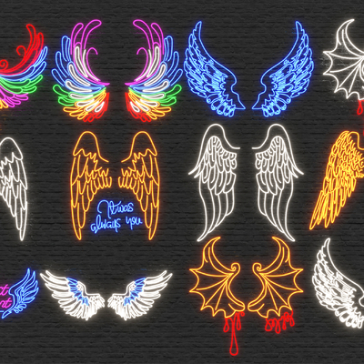 Modern Wings Neon Wall Decorations