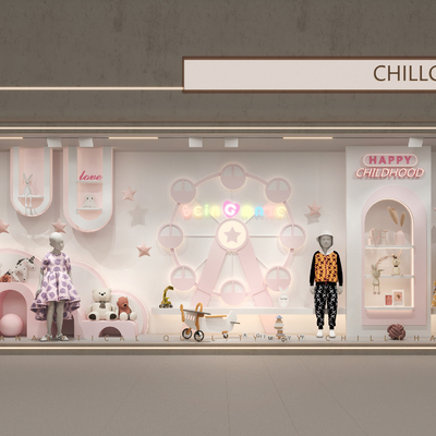 modern children's clothing window