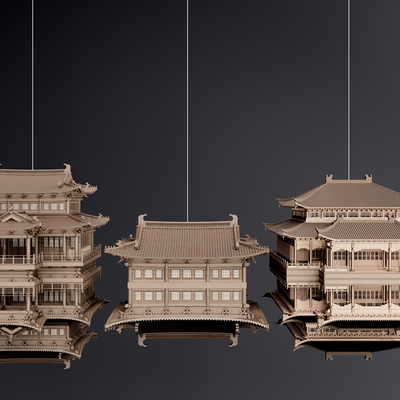 New Chinese Ancient Architecture Sculpture Hanging Piece