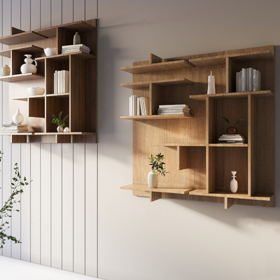 Modern Solid Wood Wall Cabinet Bookshelf