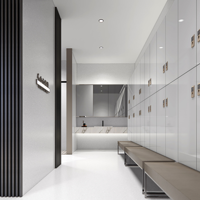 Modern gym locker room