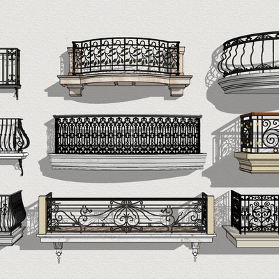 European-style balcony curved iron railings