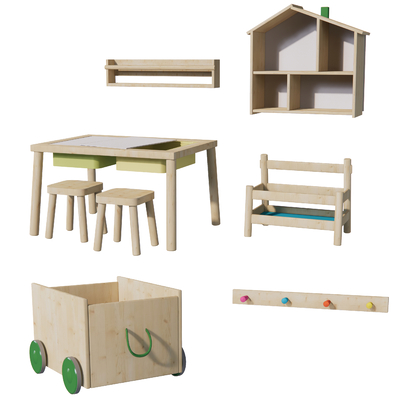 Modern children's table and chair storage box