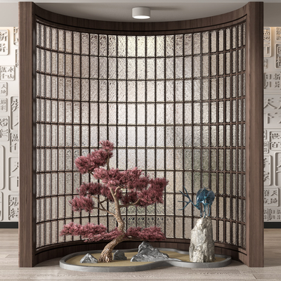 New Chinese-style curved glass partition