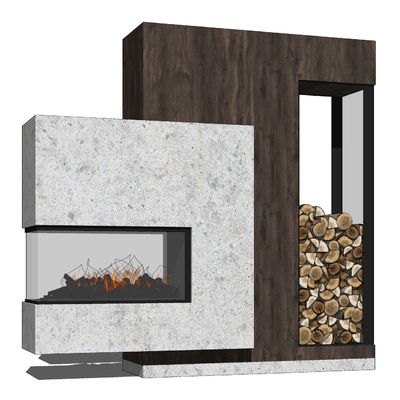 Modern Fireplace Firewood Pile