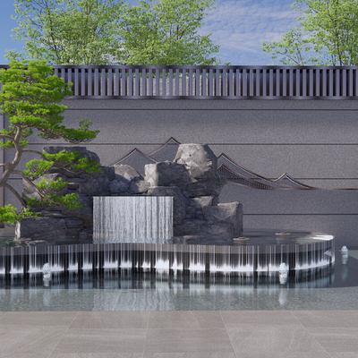 New Chinese-style rockery waterscape