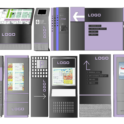 Modern commercial office guide road signs