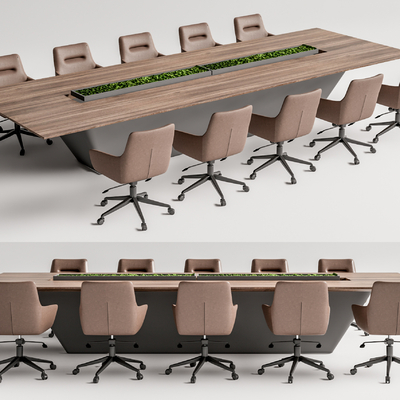 Modern Solid Wood Conference Table and Chair