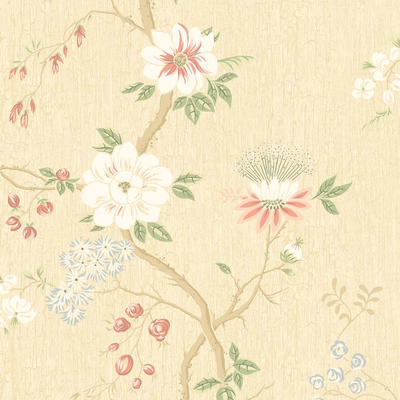 Beige Plant Print Wallpaper Wallpaper Wall Cloth Wallpaper