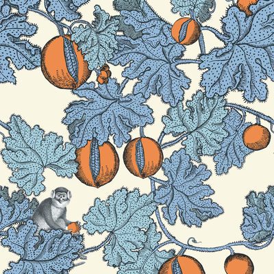 Blue plant print wallpaper