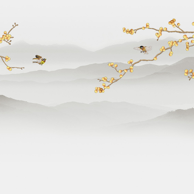 New Chinese flower and bird embroidery mural wallpaper