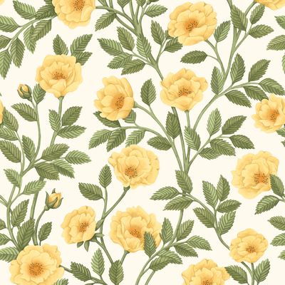 Yellow Plant Leaves Print Wallpaper Wallpaper Wall Cloth