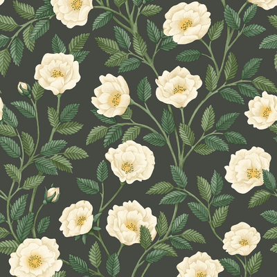 Green floral print wallpaper