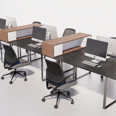 Modern office computer desks and chairs