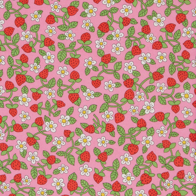 Pink plant strawberry print wallpaper