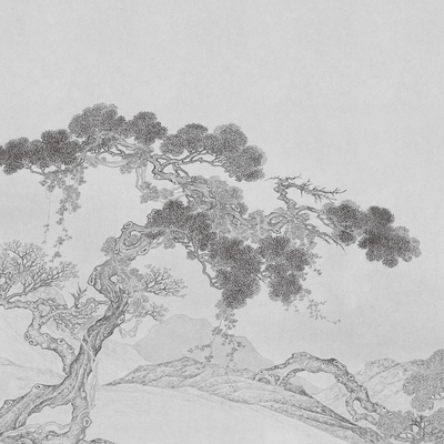 New Chinese Pine Tree Mural Wallpaper