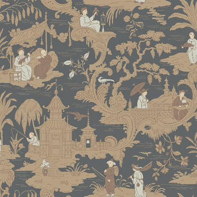 Brown Chinese Xiangyun Character Printed Wallpaper