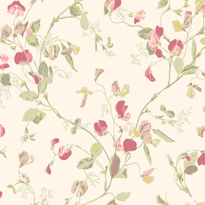 Pink plant floral print wallpaper