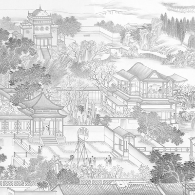 New Chinese-style Qingming Riverside Wallpaper