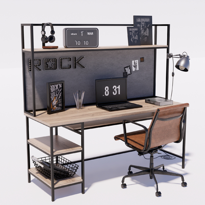 Industrial wind desk and chair