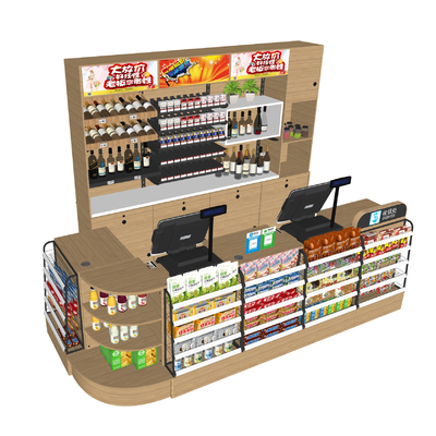 Modern supermarket cashier shelves