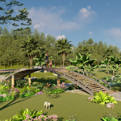 Modern Ecological Boardwalk Landscape Bridge