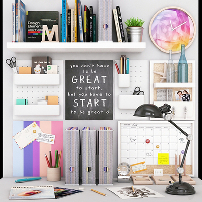 Modern office stationery desk combination