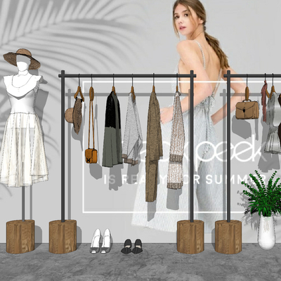 Modern clothing store hanger display rack