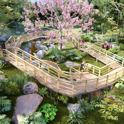 Modern Ecological Waterfront Wooden Platform