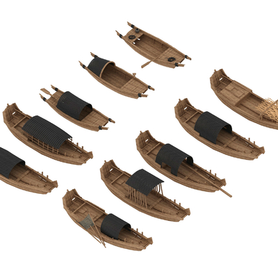 Chinese wooden boat, ancient boat, fishing boat, flat boat