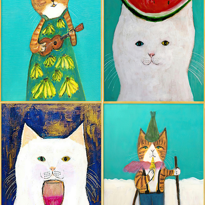 Cat Decoration Hanging Painting