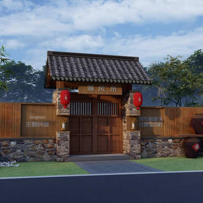 Chinese-style farmhouse entrance door