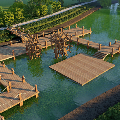 Ecological corridor of modern wooden plank road