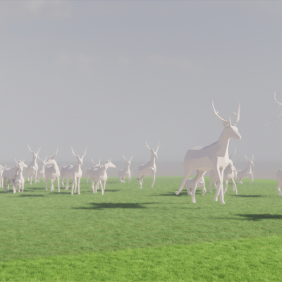 Sculpture of Modern Deer Group