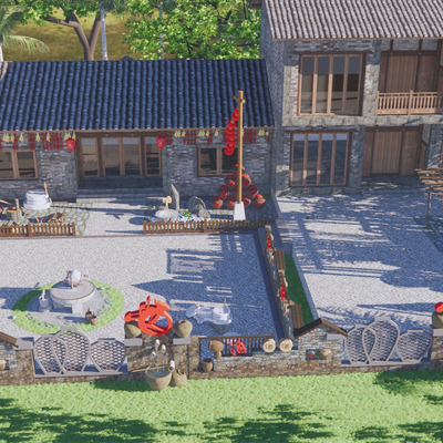 Chinese style farmhouse courtyard appearance