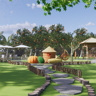 Modern Fruit Tree Park Landscape