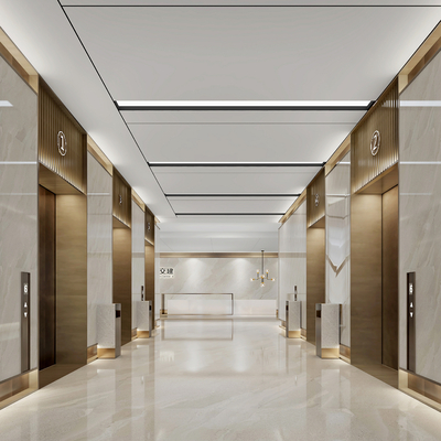 Modern office elevator hall