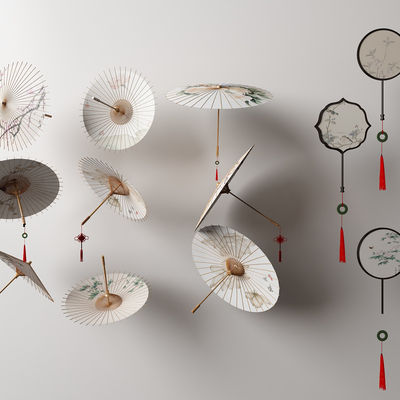 Neo-Chinese Style Oil Paper Umbrella Yarn Woven Fan