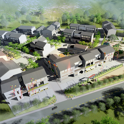 Bird's-eye view of new Chinese-style new rural residential area