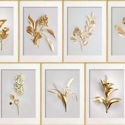 Modern Golden Plant Specimen Decorative Painting