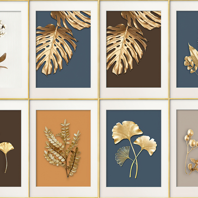 Modern Golden Plant Leaf Decorative Painting