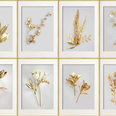 Modern Golden Plant Specimen Decorative Painting