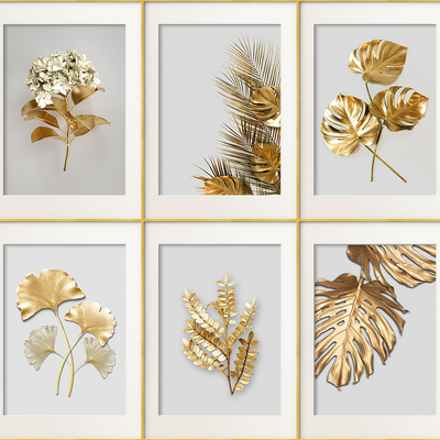 Modern Golden Plant Specimen Decorative Painting