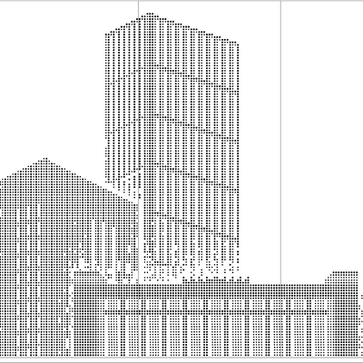 Punched metal plate architectural silhouette