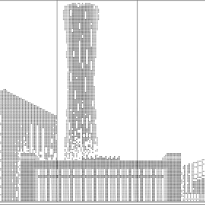 Punched metal plate architectural silhouette