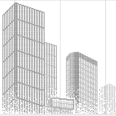 Punched metal plate architectural silhouette